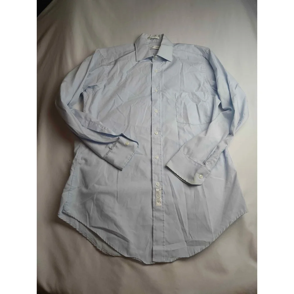 Geoffrey Beene Mens Light Blue Button Down Dress Shirt 15.5 32/33 Long Sleeve